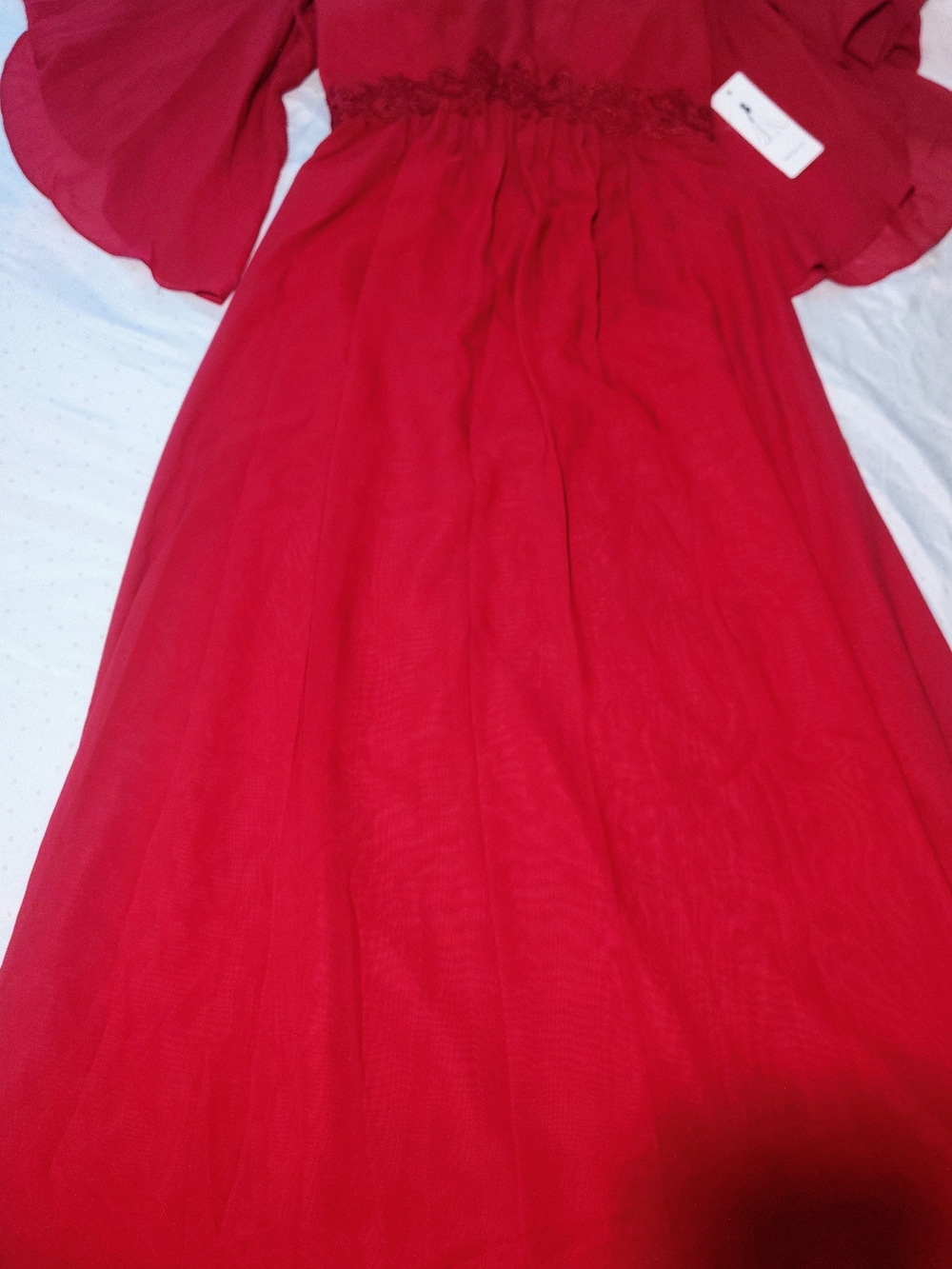 Elegant Red Maxi Dress with Flutter Sleeves